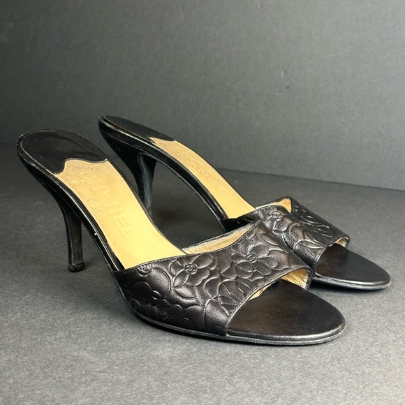 CHANEL Black Women Heel Leather Size 38 - Picture 1 of 7